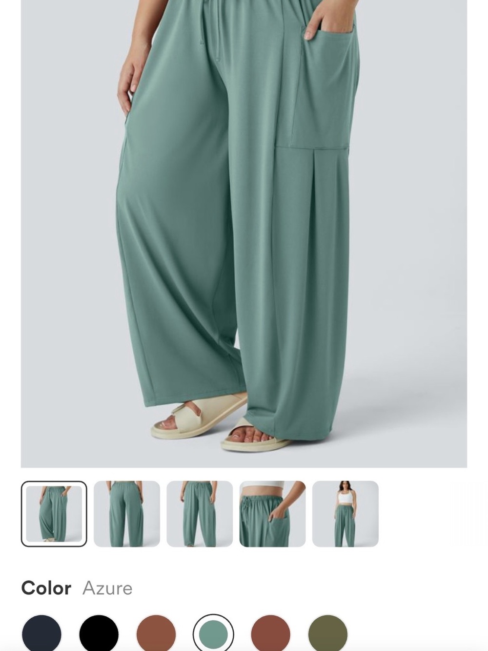 HALARA Azure Wide-Leg Pull-On Pants with Side Pockets